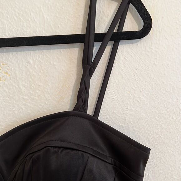 XOXO Black Satin Corset Party Dress with Stud and Rhinestones Accents Size 7/8 - Picture 6 of 10